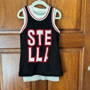 Stella McCartney Black Jersey Tank with Red Accents
